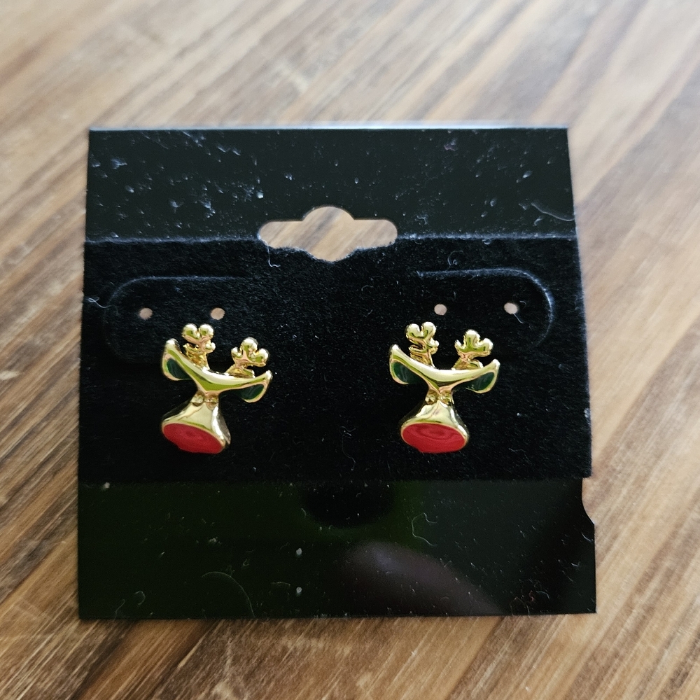DIVAS LiMiTED Red and Gold Holiday Earrings